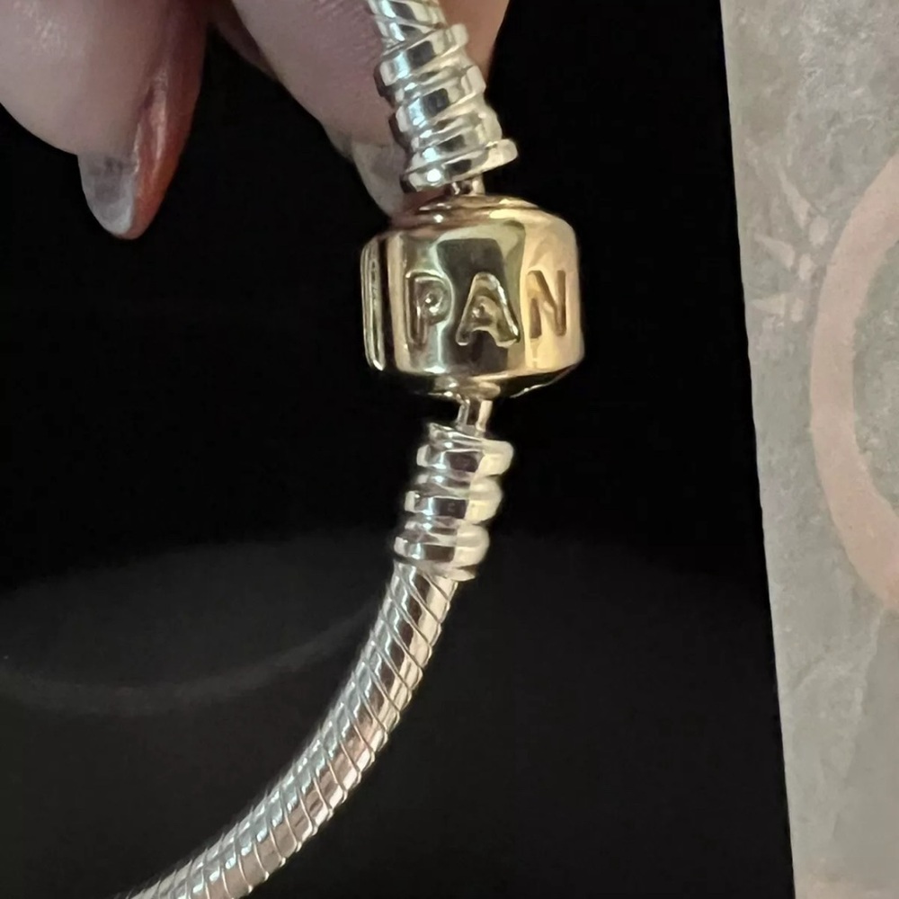 PANDORA 14k Gold Signature Clasp Sterling Silver 925 Bracelet Size 7.5" …